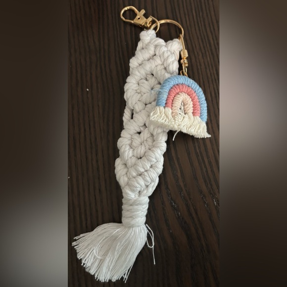 Long Handmade Custom Rainbow and Macrame Tassel Bag/Keychains - Picture 7 of 9